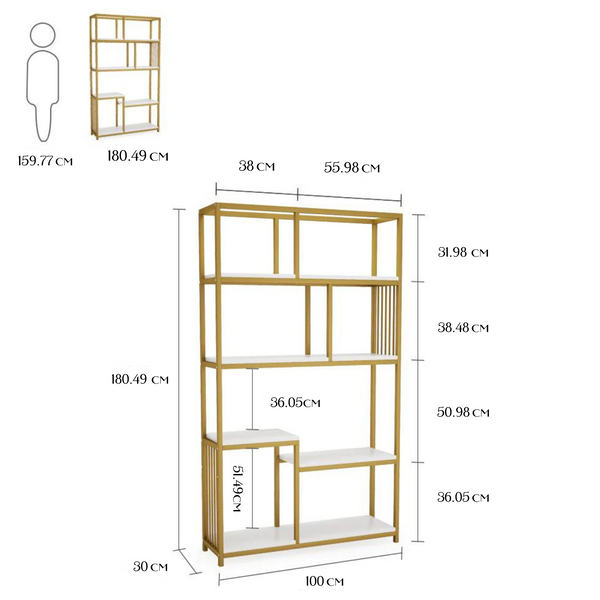 Стелаж книжковий у стилі Loft ( 1800х1000х300 ) Колір золото матове f1521 фото