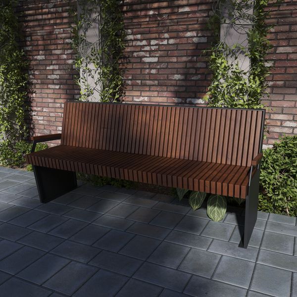 Вулична лавка зі спинкою StreetMebli &laquo;Urban Garden Premium 2000&raquo; в стилі лофт Garden Pro1 фото