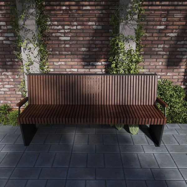 Вулична лавка зі спинкою StreetMebli &laquo;Urban Garden Premium 2000&raquo; в стилі лофт Garden Pro1 фото