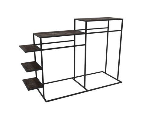 Рейл для одягу StreetMebli Loft 1300&times;1660&times;680 мм з двох секцій та полицями для магазину, шоуруму й офісу BH6 фото
